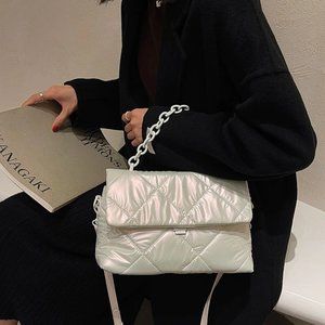 Acrylic Chain Padded Women Crossbody Bag
